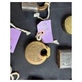 Collection of Vintage and Antique Padlocks with Keys and Chains