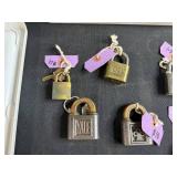 Collection of Vintage and Antique Padlocks with Keys and Chains