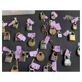 Collection of Vintage and Antique Padlocks with Keys and Chains