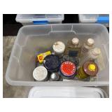 Collection of Metal Polish, Cleaners, and Repair Supplies in Storage Tote = quantities iunverified