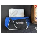 Vintage Glass Oil Lamp Parts in Suitcase, Puzzle Trays, and Liberty Bank Pouch