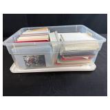 Large Collection of Assorted Blank Greeting Cards and Envelopes in Plastic Bin