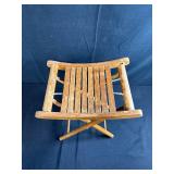 Vintage Wood Folding Stool with Slatted Seat