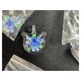 Collection of Glass Art Pendants with Floral and Heart Designs