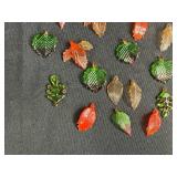 Lot of Leaf-Shaped Glass Beads with Beading Supplies