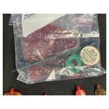 Lot of Leaf-Shaped Glass Beads with Beading Supplies