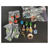 Collection of Assorted Glass Pendants and Charms, Animal and Floral Designs