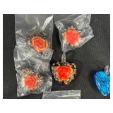 Collection of Assorted Glass Pendants and Charms, Animal and Floral Designs