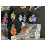 Collection of Assorted Glass Art Pendants and Charms