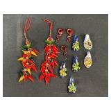 Collection of Hand-Blown Glass Chilis, Frogs, and Snake Figurines