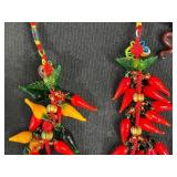 Collection of Hand-Blown Glass Chilis, Frogs, and Snake Figurines