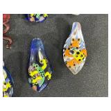 Collection of Hand-Blown Glass Chilis, Frogs, and Snake Figurines