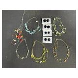 Collection of Beaded Necklaces and Bohemian Glass Earrings