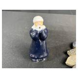 Vintage Penguin and Eskimo Figurines Lot with Decorative Ceramic Plate