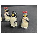 Vintage Penguin and Eskimo Figurines Lot with Decorative Ceramic Plate