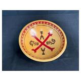 Handcrafted Wooden Bowl with Southwestern Geometric and Animal Motif