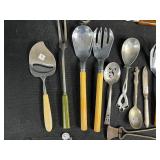 Collection of Vintage Bakelite Kitchen Utensils and Flatware