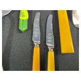 Collection of Vintage Bakelite Kitchen Utensils and Flatware