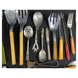 Collection of Vintage Bakelite Kitchen Utensils and Flatware