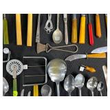 Collection of Vintage Bakelite Kitchen Utensils and Flatware
