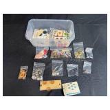 Collection of Vintage and Assorted Buttons in Plastic Bin