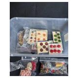 Collection of Vintage and Assorted Buttons in Plastic Bin