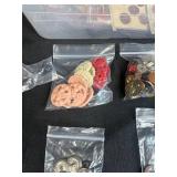 Collection of Vintage and Assorted Buttons in Plastic Bin