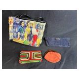 Set of 4 Vintage Handbags and Clutches with Colorful Designs