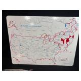 Magnetic US Map Collector Board with Large Postcard Collection