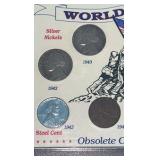 Workd War 2 Nickel and Penny set, Silver Nickels!