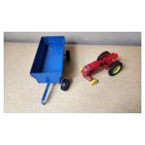 Ertl Blue Metal Trailer and Red Massey-Harris Toy Tractor