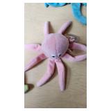 Ty Beanie Babies Lot including Maple the Bear, Peace Bear, Pink and Blue Octopus, and Others