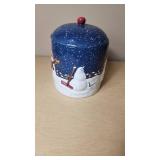 Snowman Themed Ceramic Cookie Jar with Lid