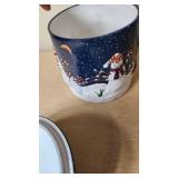 Snowman Themed Ceramic Cookie Jar with Lid