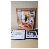 Framed Artwork and Prints including Babe Ruth Ty Cobb Lou Gehrig Tris Speaker Picture, Pentagon Drawing and Teamwork Poster