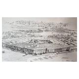 Framed Artwork and Prints including Babe Ruth Ty Cobb Lou Gehrig Tris Speaker Picture, Pentagon Drawing and Teamwork Poster