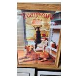 Framed Artwork and Prints including Babe Ruth Ty Cobb Lou Gehrig Tris Speaker Picture, Pentagon Drawing and Teamwork Poster