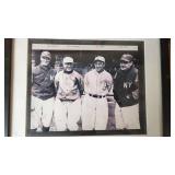 Framed Artwork and Prints including Babe Ruth Ty Cobb Lou Gehrig Tris Speaker Picture, Pentagon Drawing and Teamwork Poster