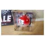 NASCAR Collectibles Including Ertl Die-Cast Car, Dale JR and Jeff Gordon Ornaments, and Dale Earnhardt Documentary