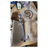 Various Household Items Including Decorative Planters and Hooks, Small Stool, and Fencing Pieces