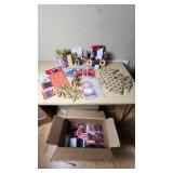 Christmas and Holiday Decor Lot including Gift Bags, Ornaments, and Wrapping Accessories