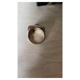 Gold Ring with Eagle Design and Stones Inside Marked 14kt