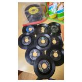 Lot of Vintage Vinyl Records and Toy Bowling Set