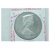 Ascension Island 1 Crown Coin. 25th Anniversary of the Coronation. St. Helena and Ascension 50 Pence Coin. 1978. PM
