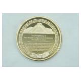 24K Gold-Plated Mayan Calendar Commemorative Coin. Clear Plastic Case