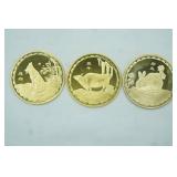 Gold-Plated Royal Mint of Malaysia Lunar Zodiac Coins 3ct (Gold-plated proof coins)