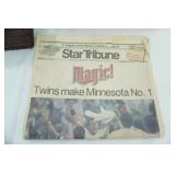 Throw Pillows, Decorative Storage Basket, Vintage 1991 MN Twins Star Tribune Newspaper