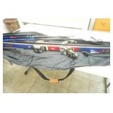 Snow Skis, Boots, Poles, and Bag