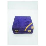 Set of Vintage Brass Wine Goblets and Purple Case