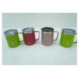 NEW 4ct Stainless Steel, Lidded Coffee Mugs
